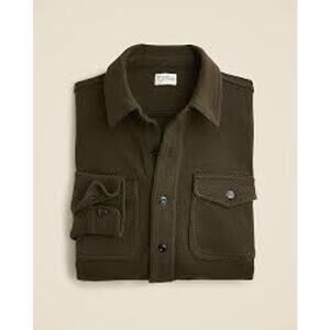 J.Crew Seabord Soft-Knit Long Sleeve Shirt Mens XL Greenish Brown Button Stretch